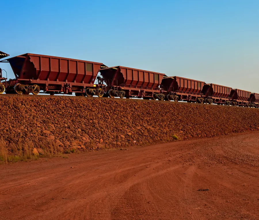 Ore train on red soil